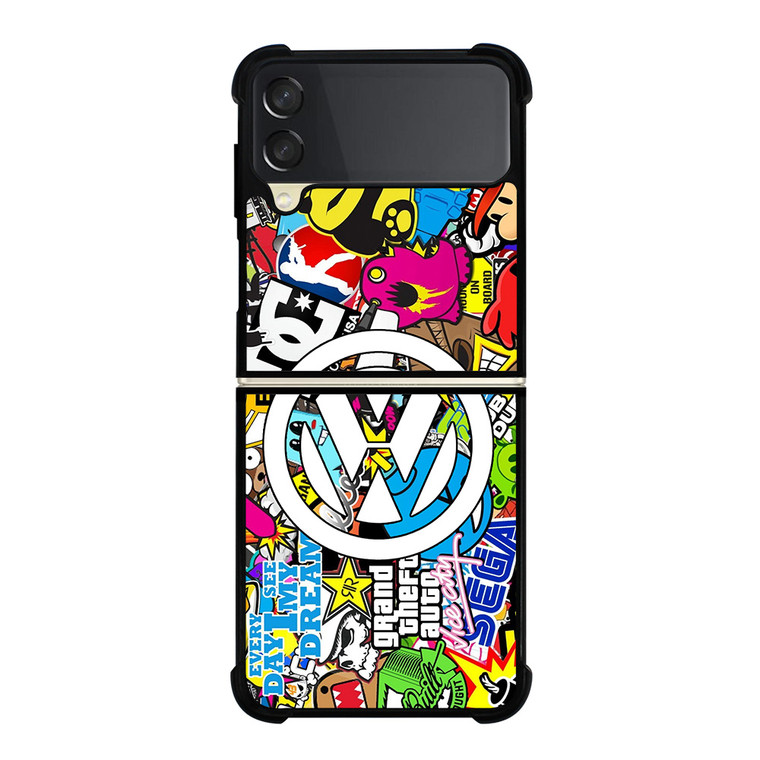 VW STICKER BOMB LOGO Samsung Galaxy Z Flip 3 Case Cover VW STICKER BOMB LOGO Samsung Galaxy Z Flip 3 Case Cover