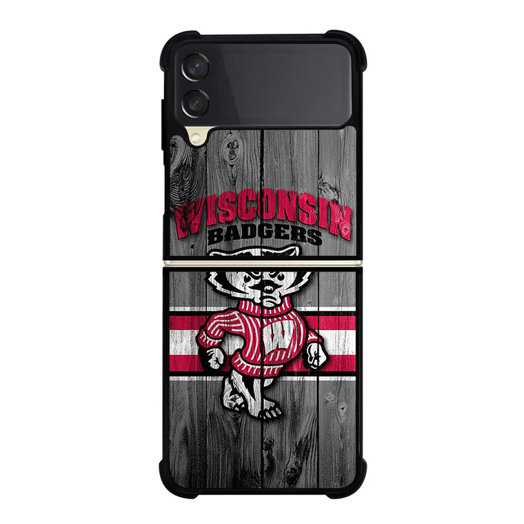 WISCONSIN BADGER WOODEN LOGO Samsung Galaxy Z Flip 3 Case Cover WISCONSIN BADGER WOODEN LOGO Samsung Galaxy Z Flip 3 Case Cover