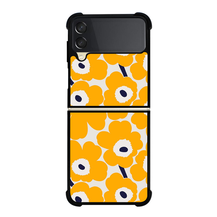 YELLOW RETRO FLORAL PATTERN Samsung Galaxy Z Flip 3 Case Cover YELLOW RETRO FLORAL PATTERN Samsung Galaxy Z Flip 3 Case Cover