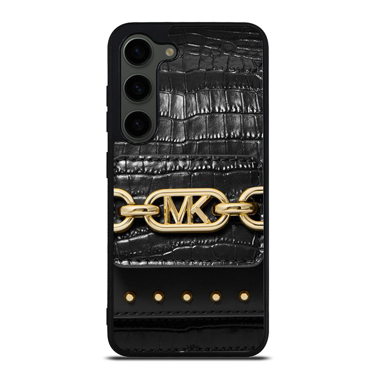 MICHAEL KORS MK LOGO BLACK LEATHER HAND BAG Samsung Galaxy S23 Plus Case Cover