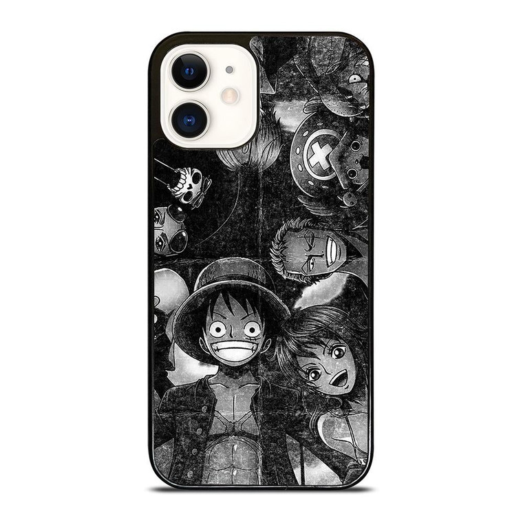 ONE PIECE BLACK WHITE GRUNGE ALL iPhone 12 Case Cover