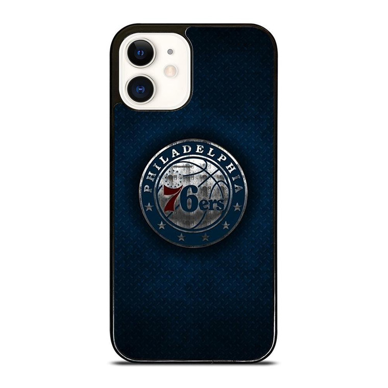 PHILADELPHIA 76ERS METAL LOGO iPhone 12 Case Cover