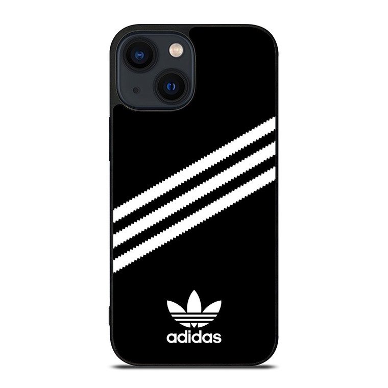 ADIDAS ORIGINALS STRIPES BLACK WHITE iPhone 14 Plus Case Cover