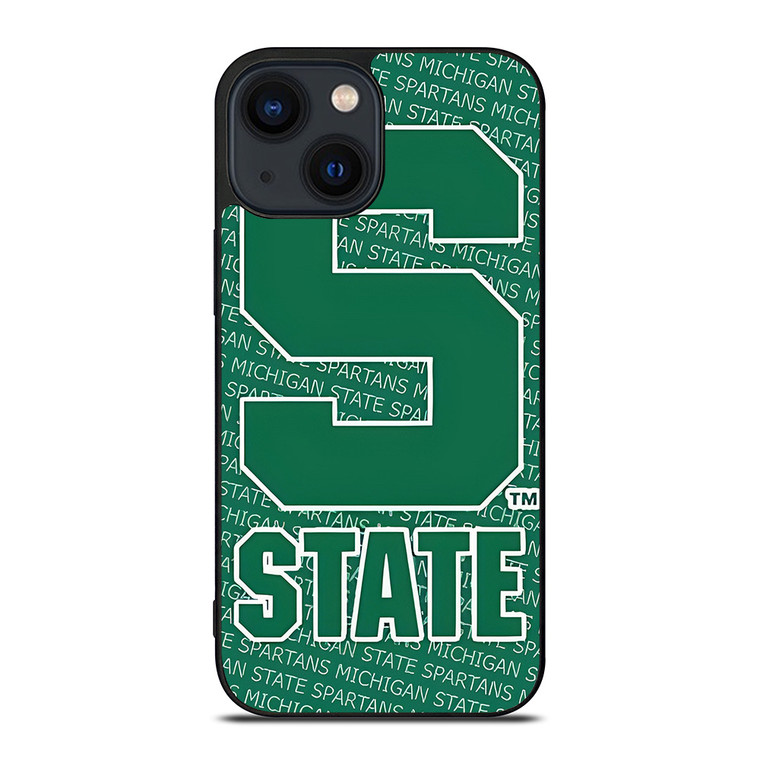 MICHIGAN STATE SPARTANS LOGO FOOTBALL EMBLEM iPhone 14 Plus Case Cover