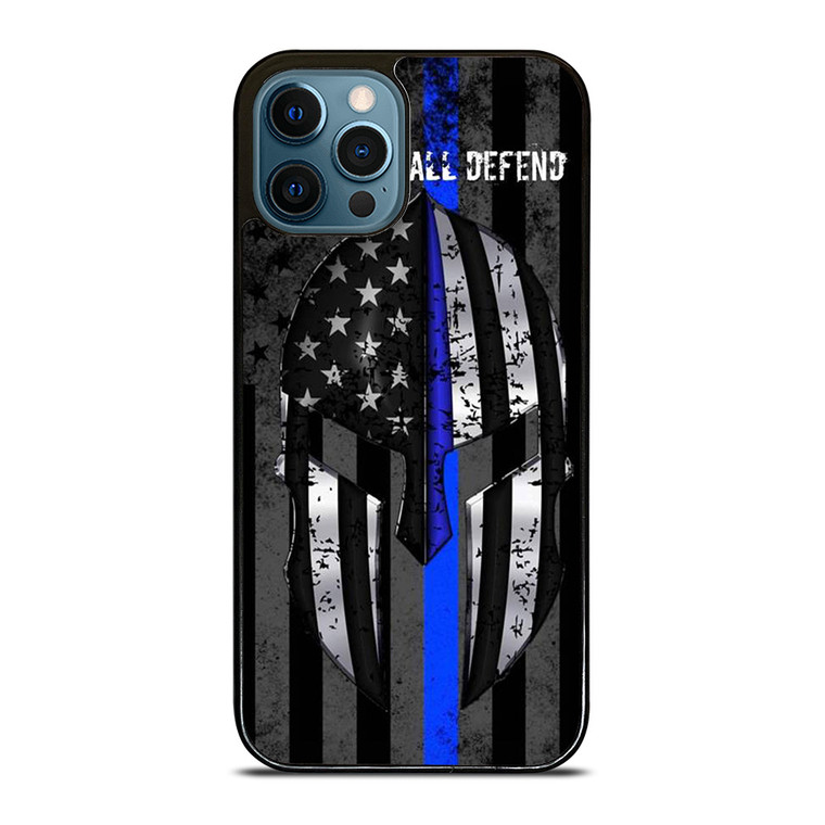 BLUE LINE POLICE WARRIOR iPhone 12 Pro Max Case Cover