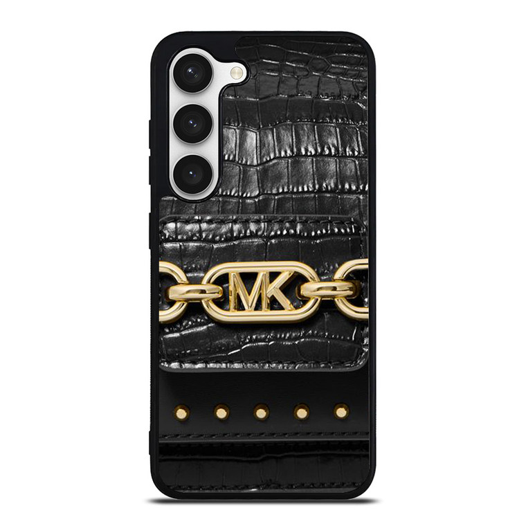 MICHAEL KORS MK LOGO BLACK LEATHER HAND BAG Samsung Galaxy S23 Case Cover