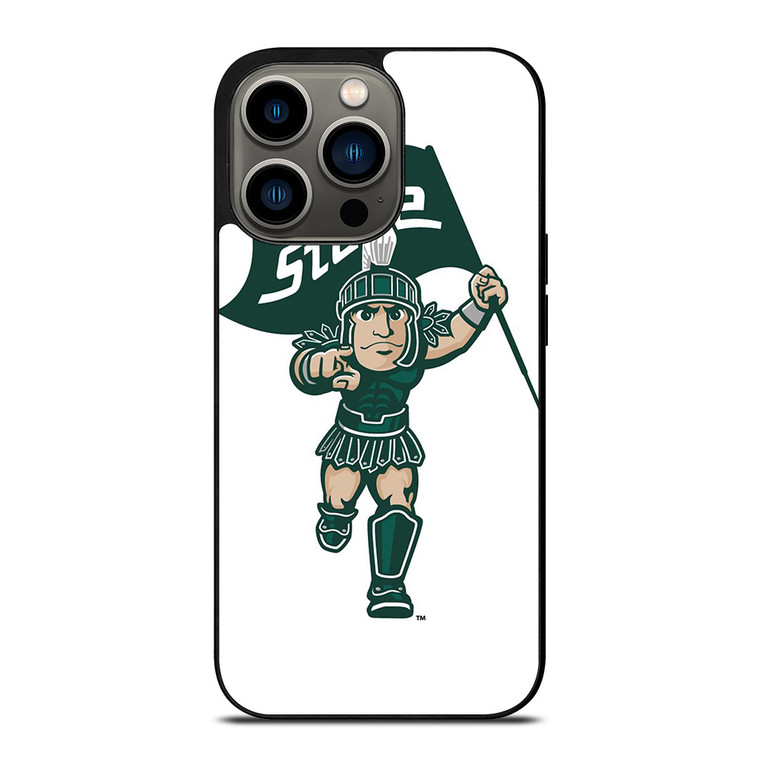 MICHIGAN STATE SPARTANS LOGO FOOTBALL MASCOT iPhone 13 Pro Case Cover