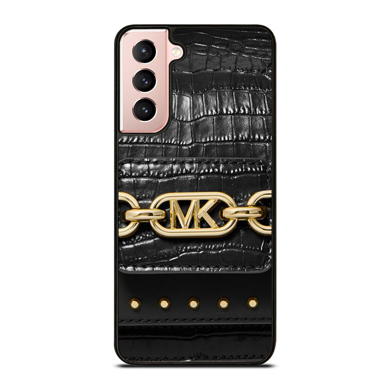 MICHAEL KORS MK LOGO BLACK LEATHER HAND BAG Samsung Galaxy S21 Case Cover