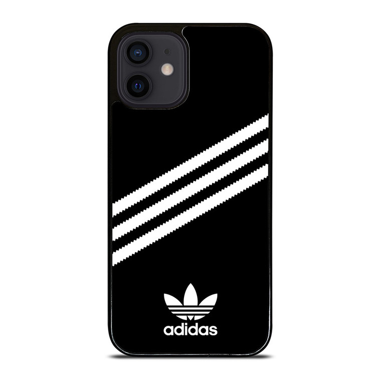 ADIDAS ORIGINALS STRIPES BLACK WHITE iPhone 12 Mini Case Cover