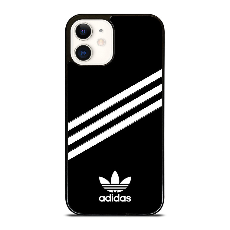 ADIDAS ORIGINALS STRIPES BLACK WHITE iPhone 12 Case Cover