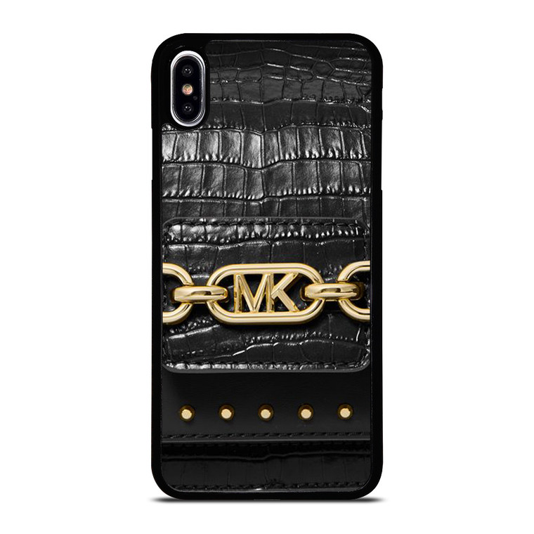 MICHAEL KORS MK LOGO BLACK LEATHER HAND BAG iPhone XS Max Case Cover