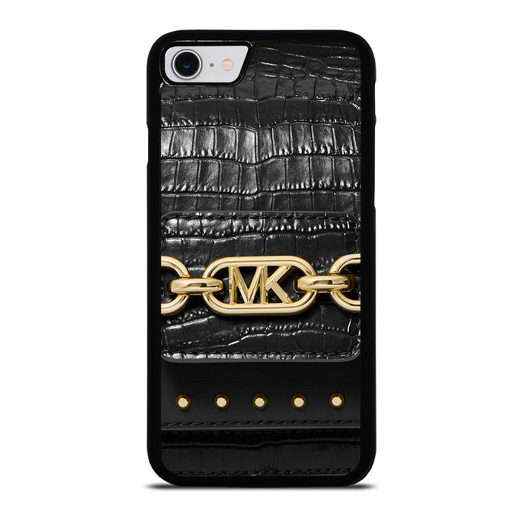 MICHAEL KORS MK LOGO BLACK LEATHER HAND BAG iPhone SE 2022 Case Cover