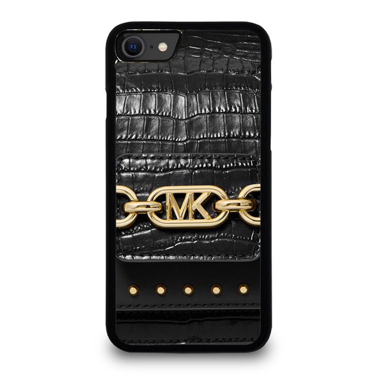 MICHAEL KORS MK LOGO BLACK LEATHER HAND BAG iPhone SE 2020 Case Cover