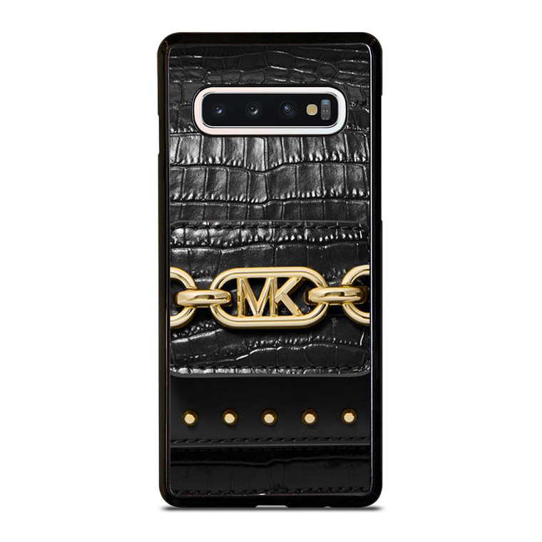 MICHAEL KORS MK LOGO BLACK LEATHER HAND BAG Samsung Galaxy S10 Case Cover
