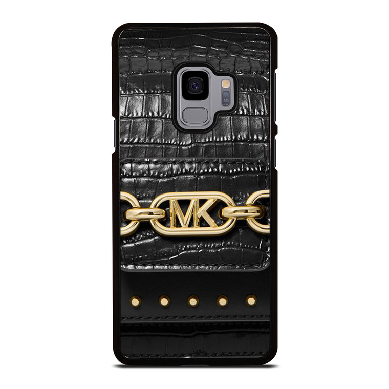 MICHAEL KORS MK LOGO BLACK LEATHER HAND BAG Samsung Galaxy S9 Case Cover