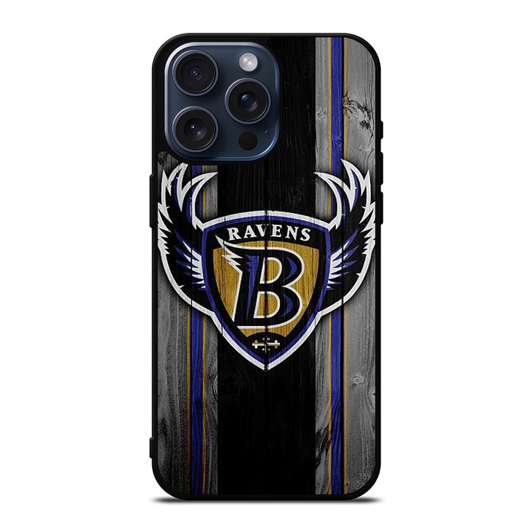 BALTIMORE RAVENS WOODEN LOGO iPhone 15 Pro Max Case Cover