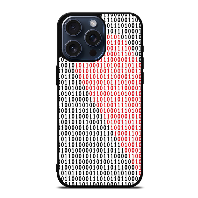 BINARY CODE HALF HEART PATTERN iPhone 15 Pro Max Case Cover