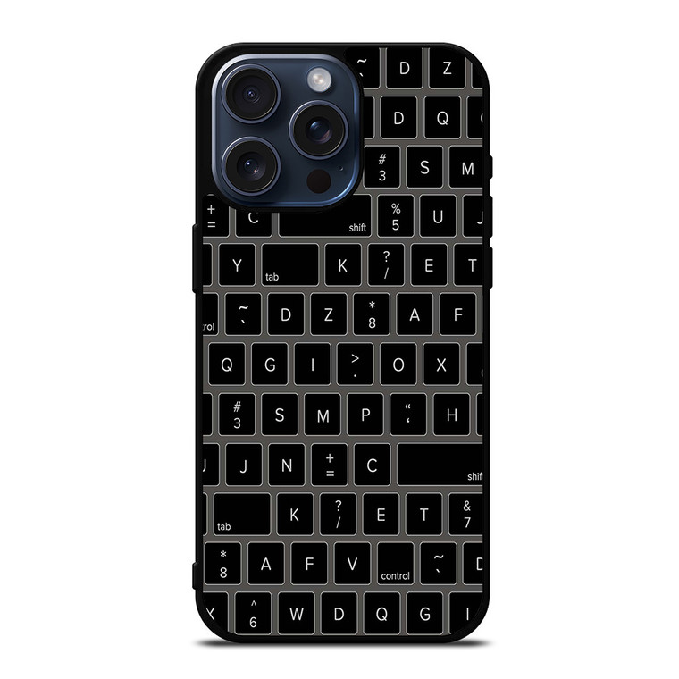 BLACK KEYBOARD PATTERN iPhone 15 Pro Max Case Cover