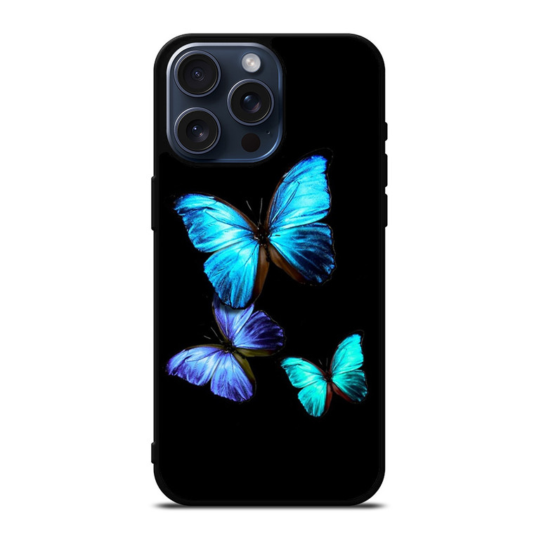 BLUE BUTTERFLY ART iPhone 15 Pro Max Case Cover