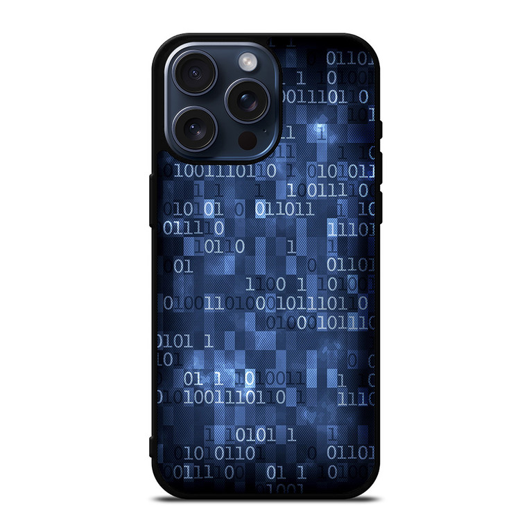 BLUE STYLISH BINARY CODE iPhone 15 Pro Max Case Cover