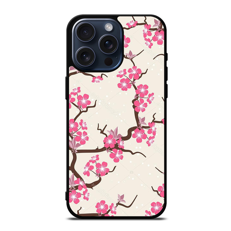 CHERRY BLOSSOM FLOWERS PATTERN iPhone 15 Pro Max Case Cover