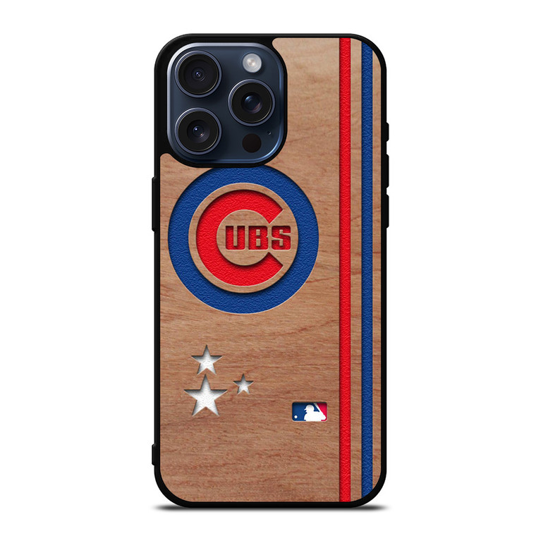 CHICAGO CUBS UBS MLB WOODEN LOGO iPhone 15 Pro Max Case Cover