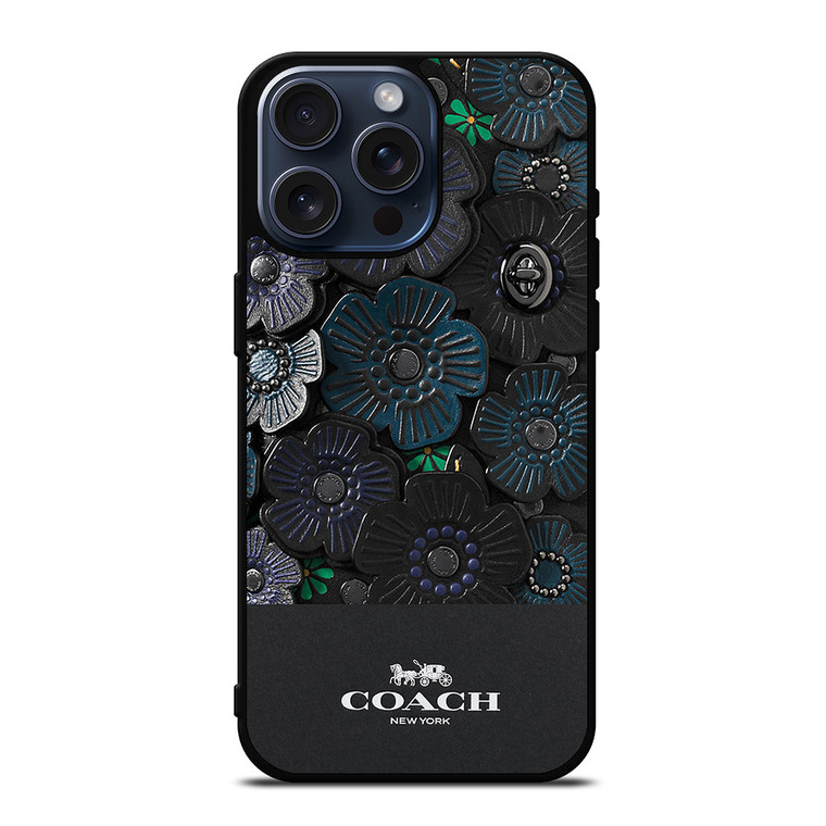COACH NEW YORK BLACK TEA ROSE iPhone 15 Pro Max Case Cover