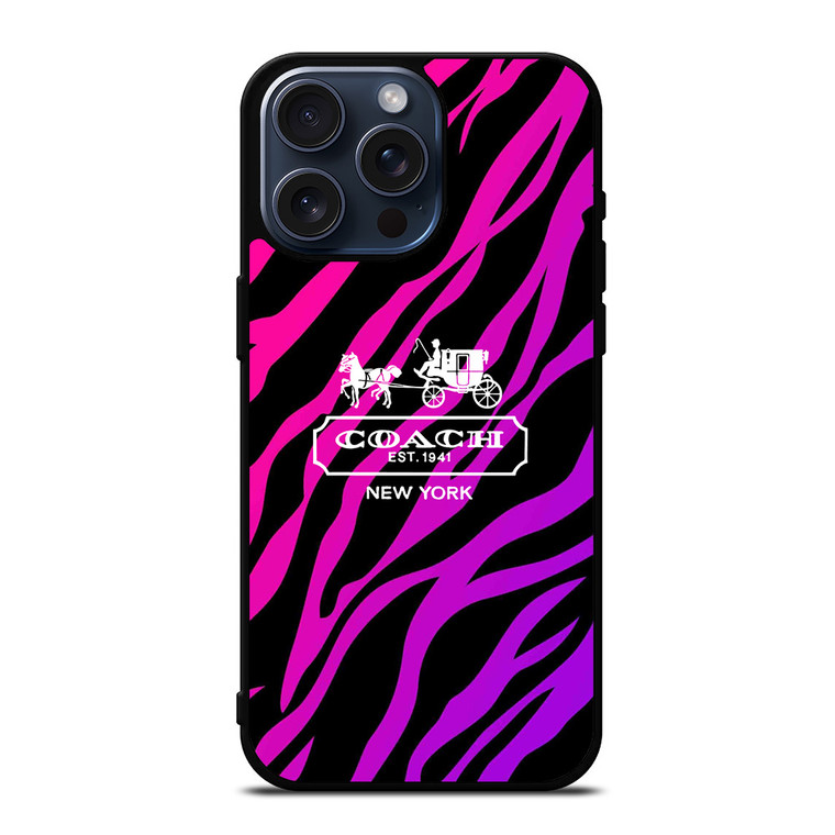 COACH NEW YORK BLACK VIOLET iPhone 15 Pro Max Case Cover