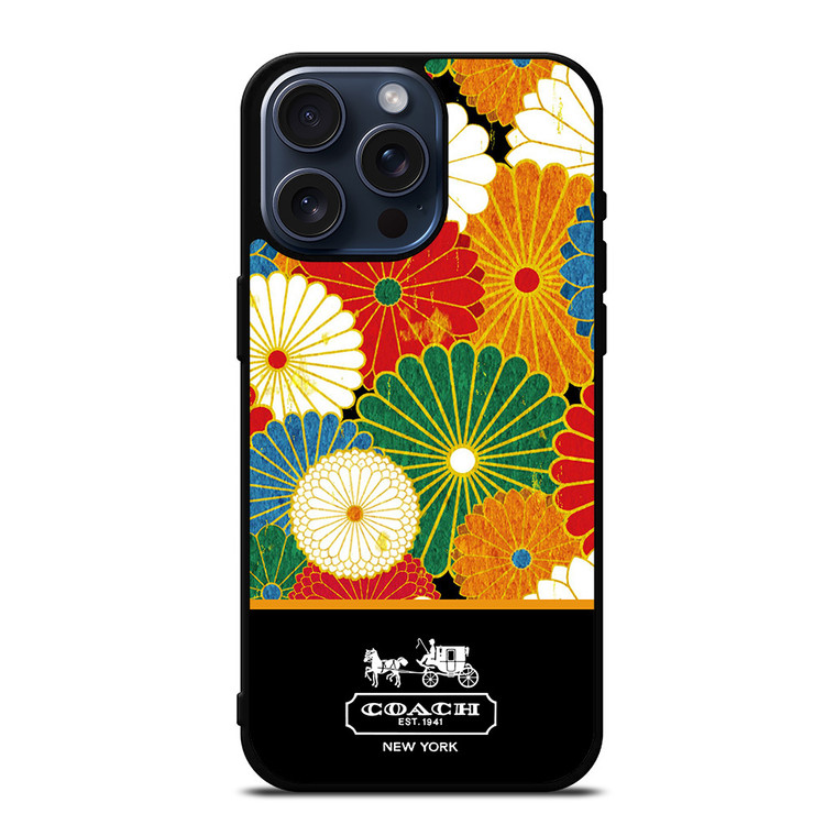 COACH NEW YORK COLORFUL FLORAL LOGO iPhone 15 Pro Max Case Cover