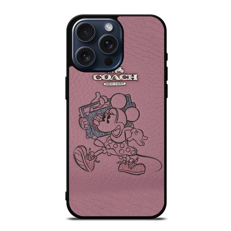COACH NEW YORK PINK MICKEY MOUSE iPhone 15 Pro Max Case Cover