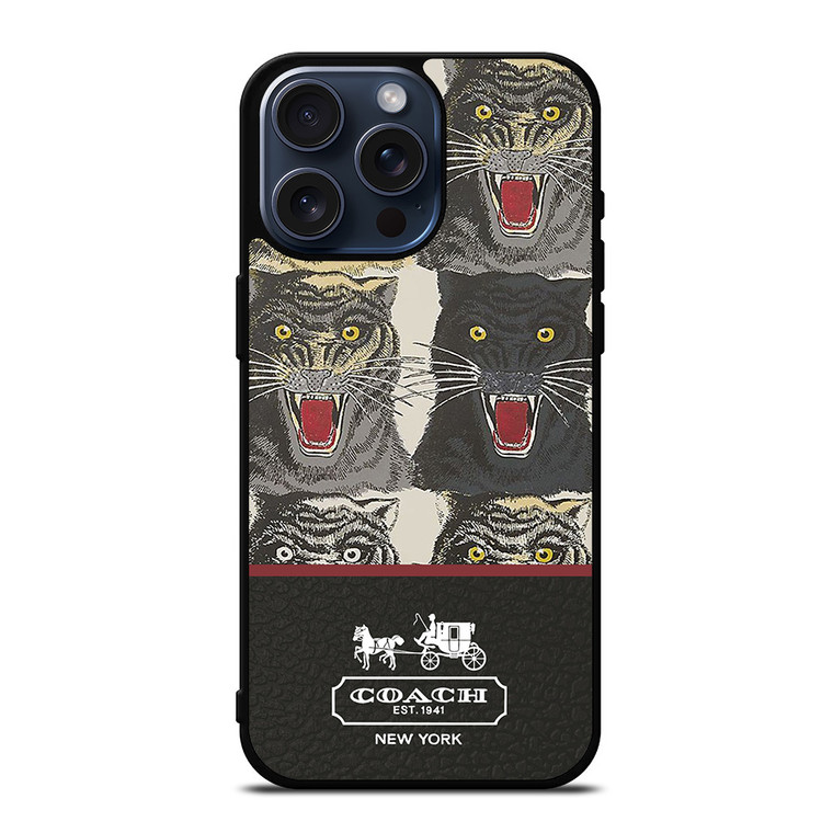 COACH NEW YORK TIGER FACE PATTERN iPhone 15 Pro Max Case Cover