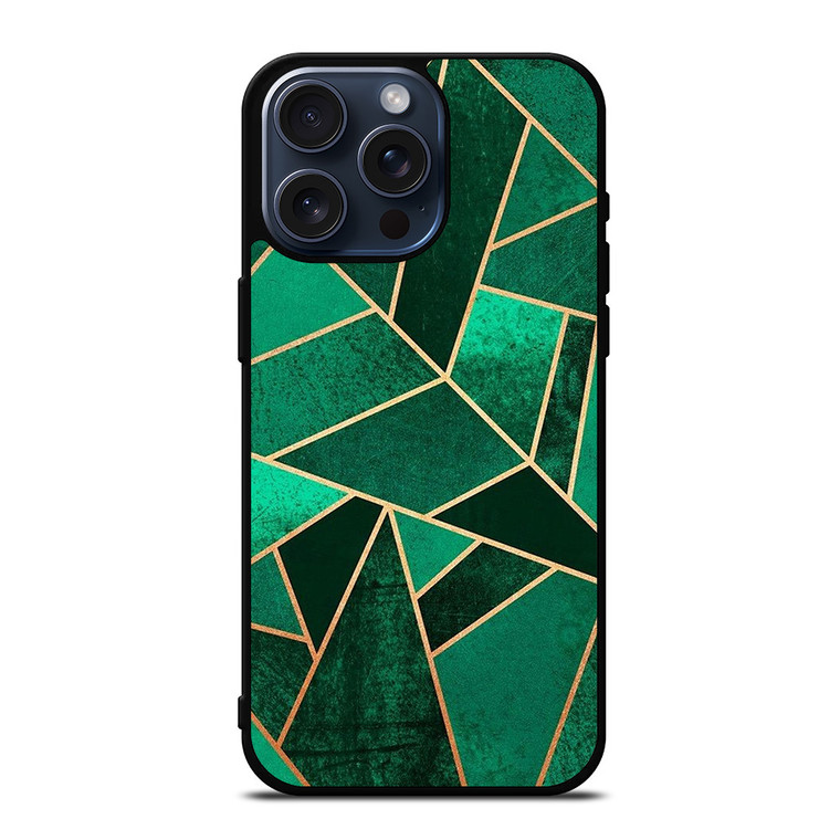 EMERALD AND COPPER GEOMETRIC PATTERN iPhone 15 Pro Max Case Cover
