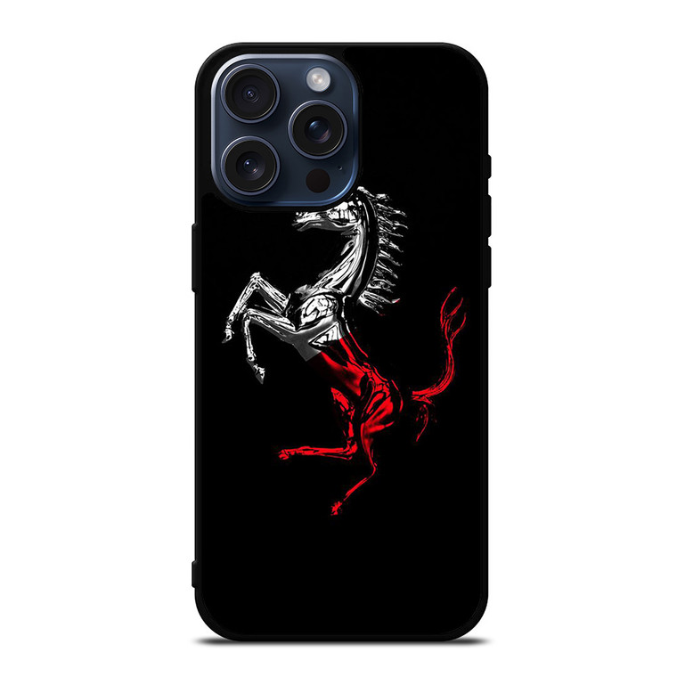 FERRARI LOGO CHROME HORSE iPhone 15 Pro Max Case Cover FERRARI LOGO CHROME HORSE iPhone 15 Pro Max Case Cover