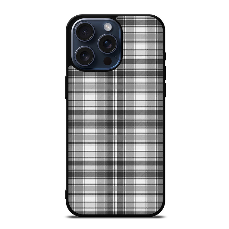GREY CHECK FABRIC TEXTURES iPhone 15 Pro Max Case Cover