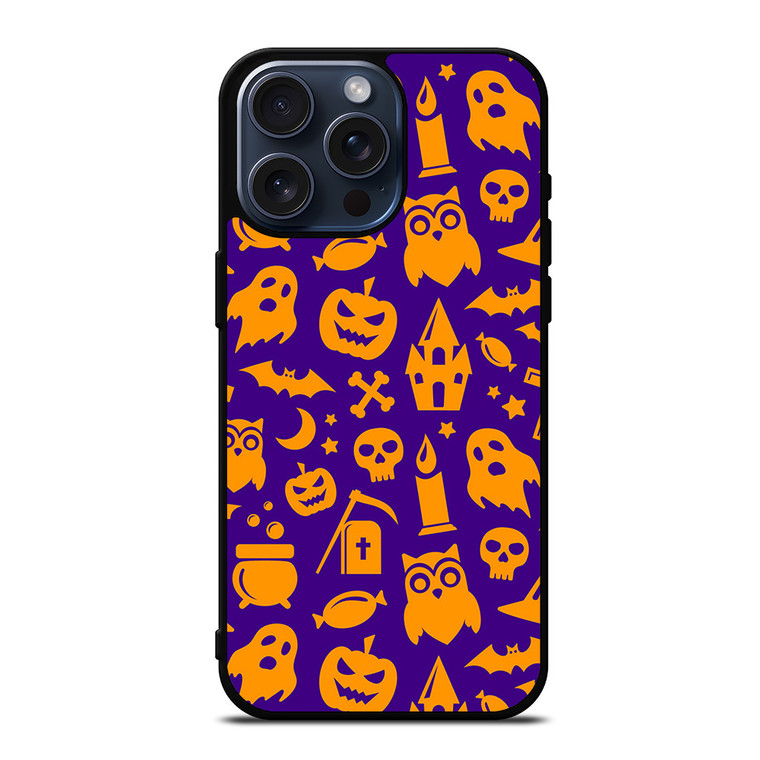 HAPPY HALLOWEEN PURPLE PATTERN iPhone 15 Pro Max Case Cover