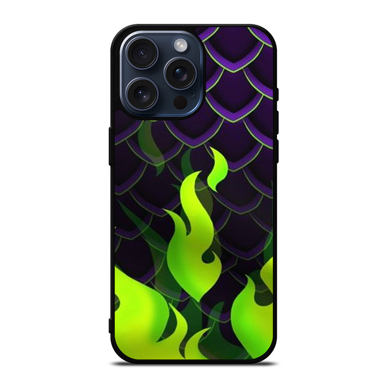 MALEFICENT GREEN FLAMES PATTERN iPhone 15 Pro Max Case Cover