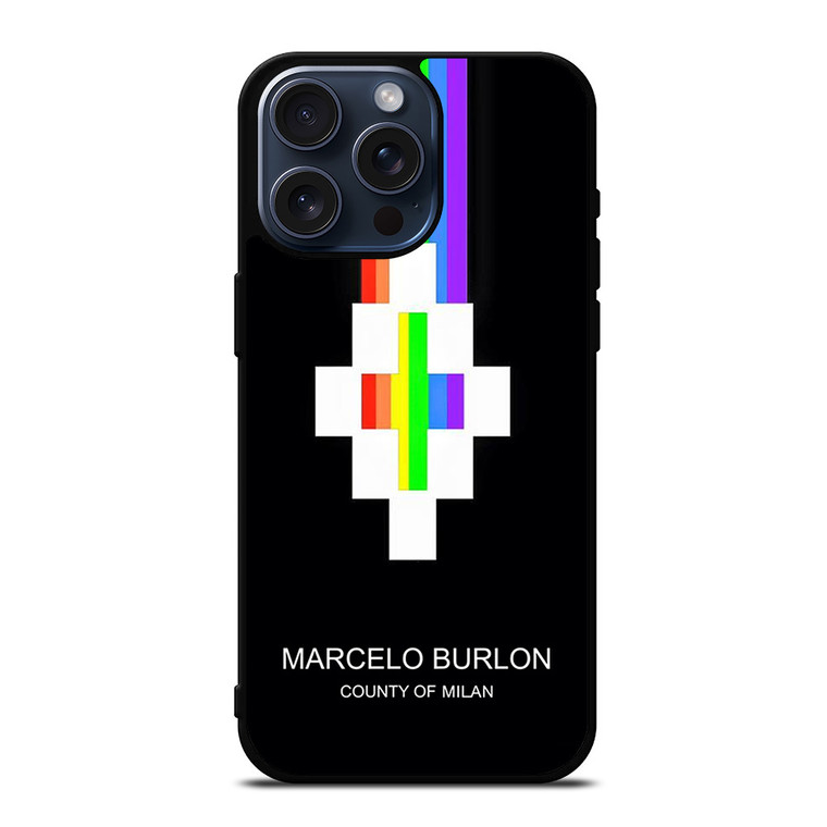 MARCELO BURLON MILAN RAINBOW LOGO iPhone 15 Pro Max Case Cover