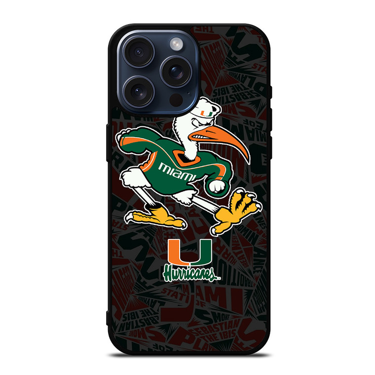 MIAMI HURRICANES UM FOOTBALL iPhone 15 Pro Max Case Cover