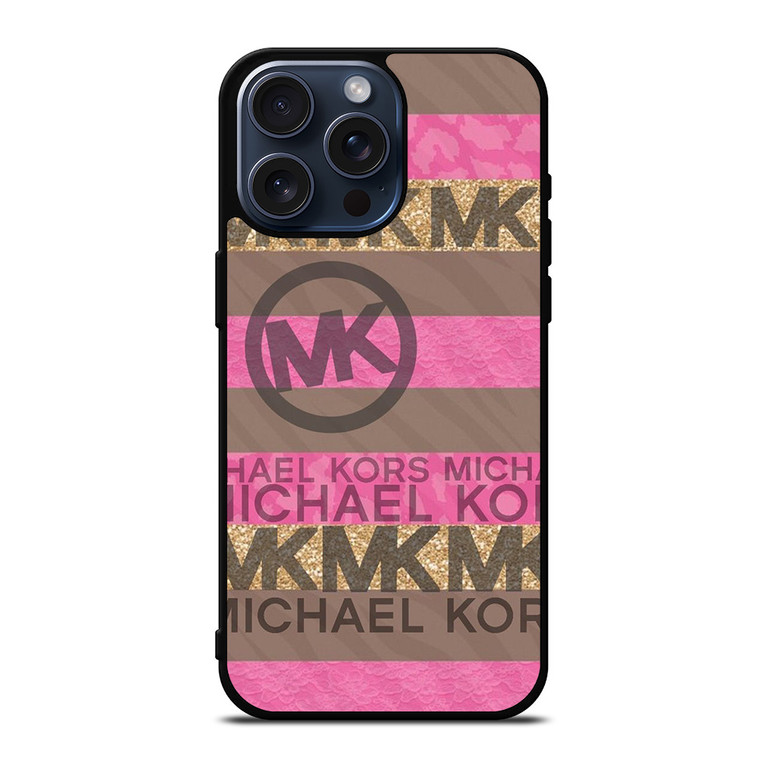 MICHAEL KORS PINK STRIP LOGO iPhone 15 Pro Max Case Cover