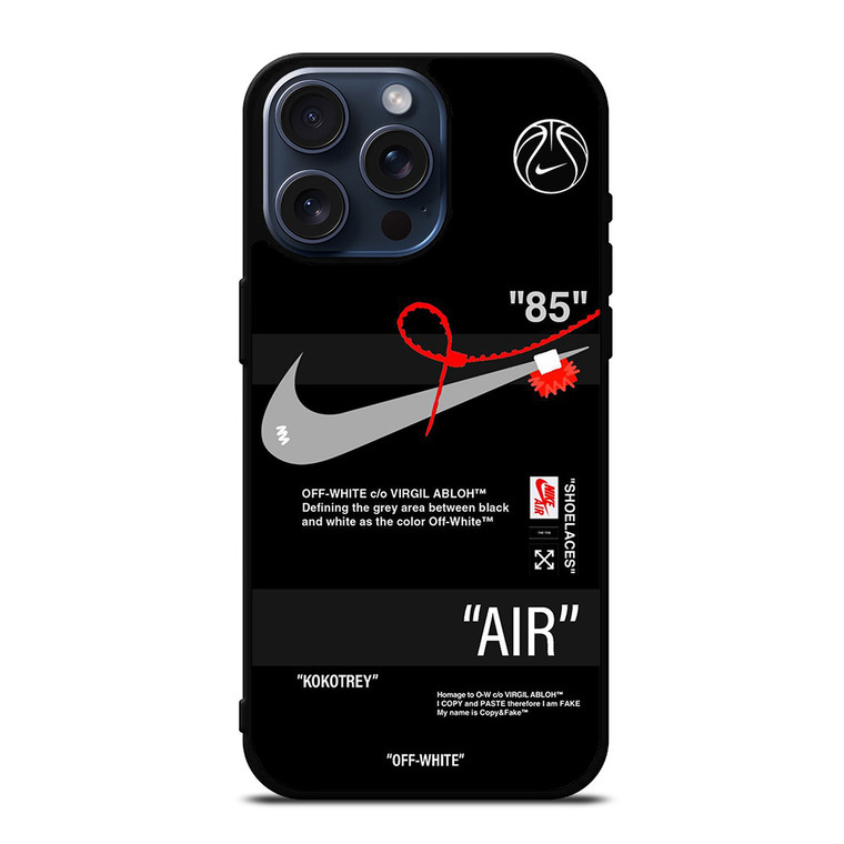 NIKE SHOES X OFF WHITE BLACK 85 iPhone 15 Pro Max Case Cover