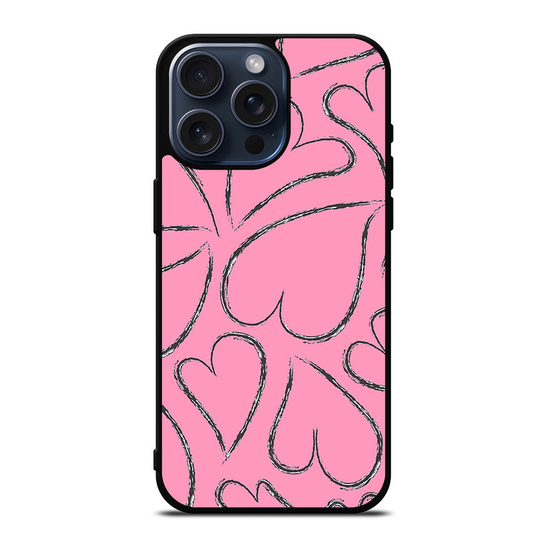 PINK LOVE BRUSHES PATTERN iPhone 15 Pro Max Case Cover