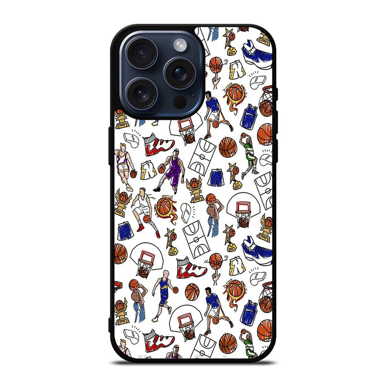 PLAYFUL BASKETBALL DOODLE ART iPhone 15 Pro Max Case Cover