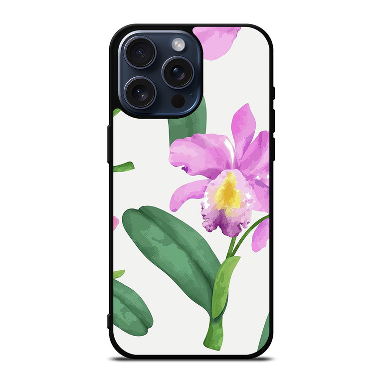 PURPLE ORCHID FLOWER PAINTING iPhone 15 Pro Max Case Cover