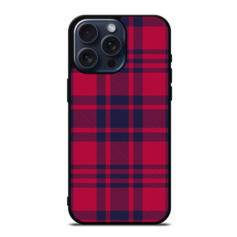 RED BLUE TARTAN PLAID PATTERN iPhone 15 Pro Max Case Cover