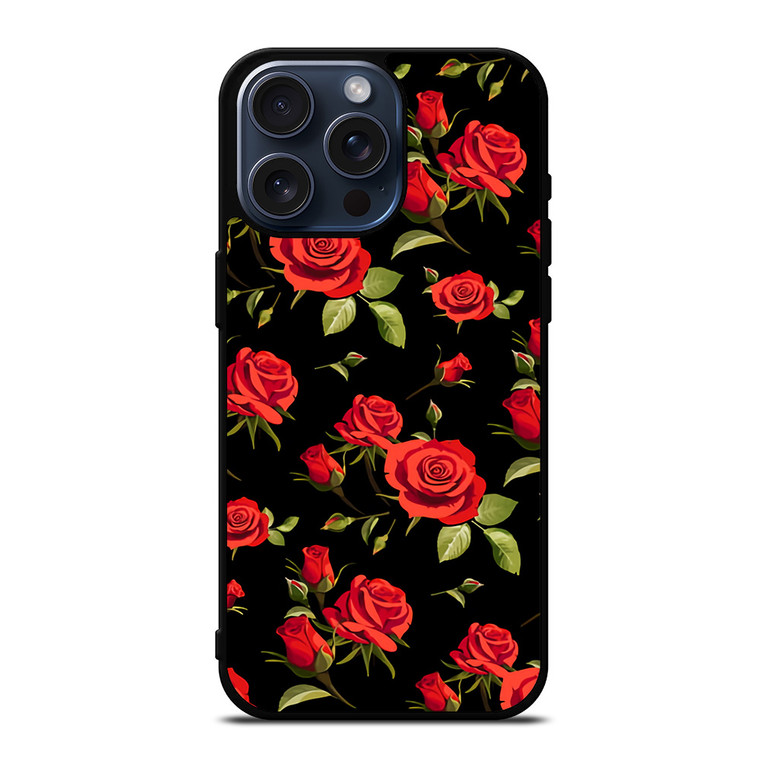 SEAMLESS RED ROSE PATTERN iPhone 15 Pro Max Case Cover