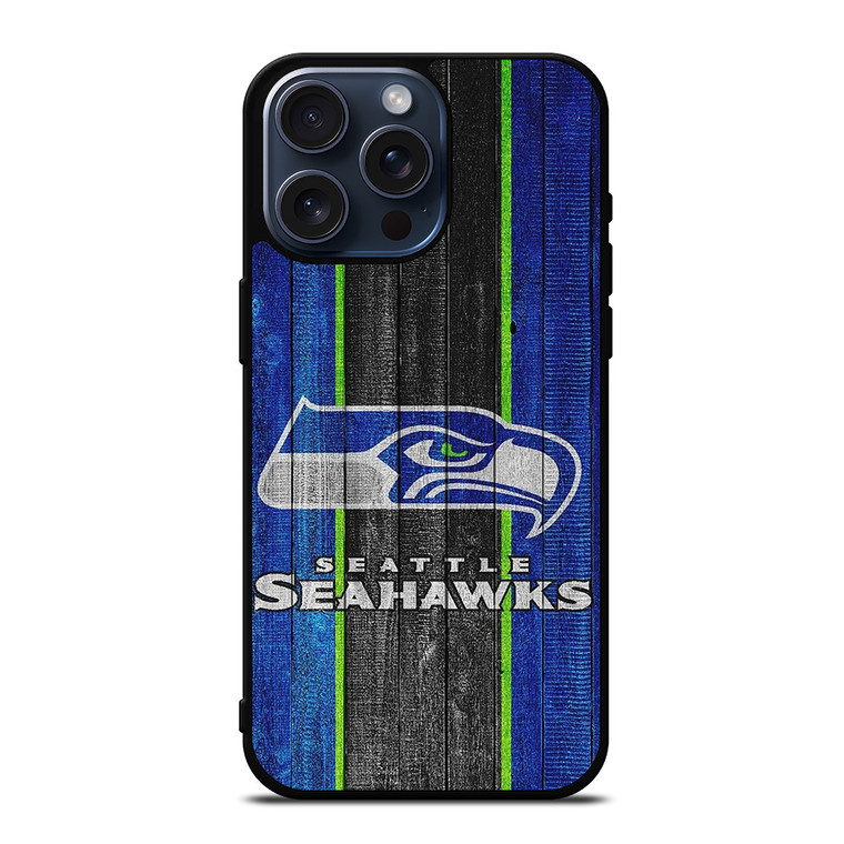 SEATTLE SEAHAWKS WOODEN LOGO NFL iPhone 15 Pro Max Case Cover