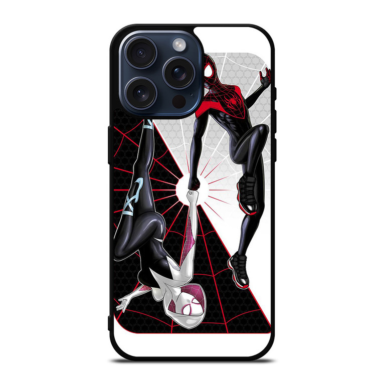 SPIDERMAN MILES MORALES SPIDER GWEN VERSE iPhone 15 Pro Max Case Cover