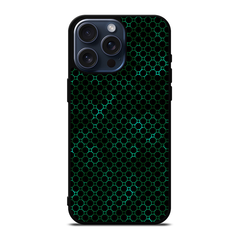 STYLISH HEXAGONAL GREEN PATTERN iPhone 15 Pro Max Case Cover