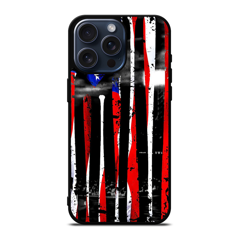 USA FLAG AMERICAN BASEBALL BLACK WHITE iPhone 15 Pro Max Case Cover