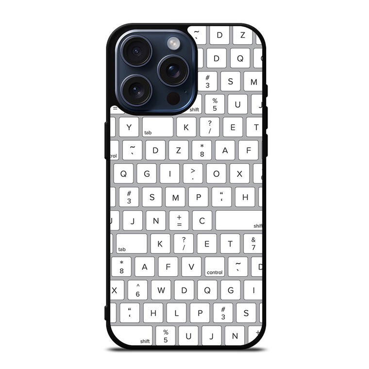 WHITE KEYBOARD PATTERN iPhone 15 Pro Max Case Cover
